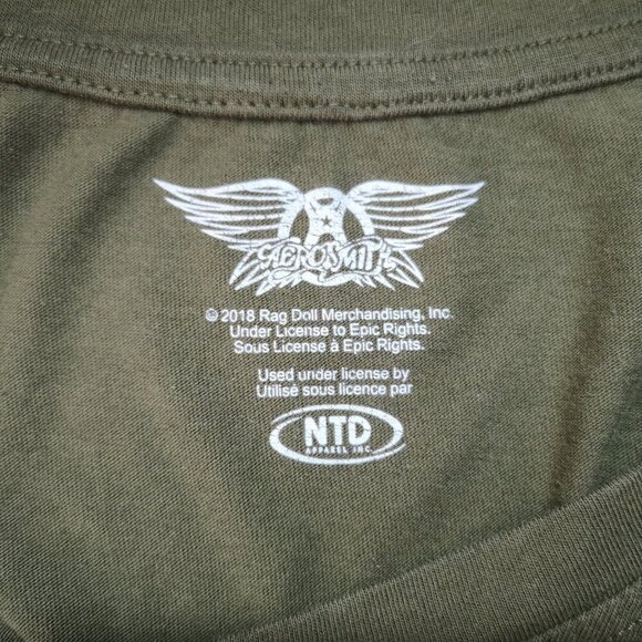 Aerosmith "Let It Rock" Army Green Ladies Size 3X V-neck Short Sleeves T-shirt - Picture 3 of 10